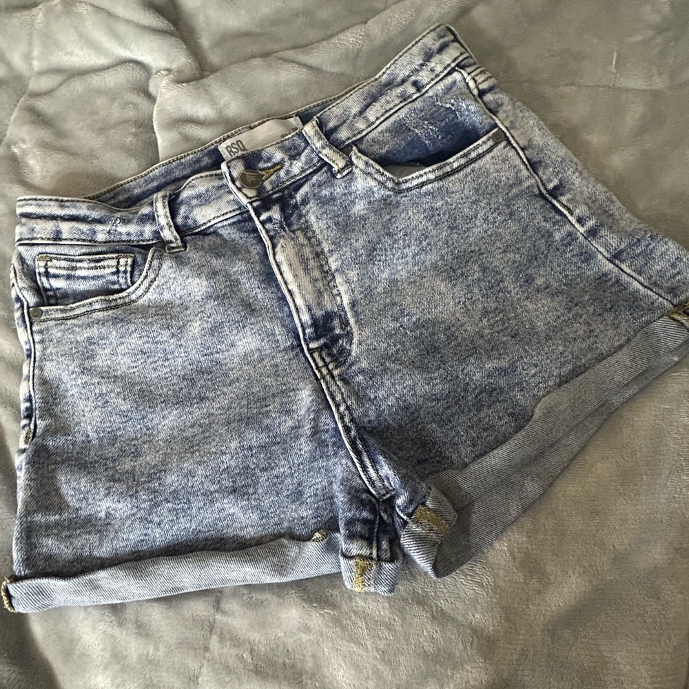 Dirty-Blue High Rise Shorts